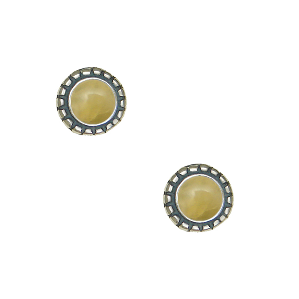 Sterling Silver Little Yellow Aragonite Post Stud Earrings